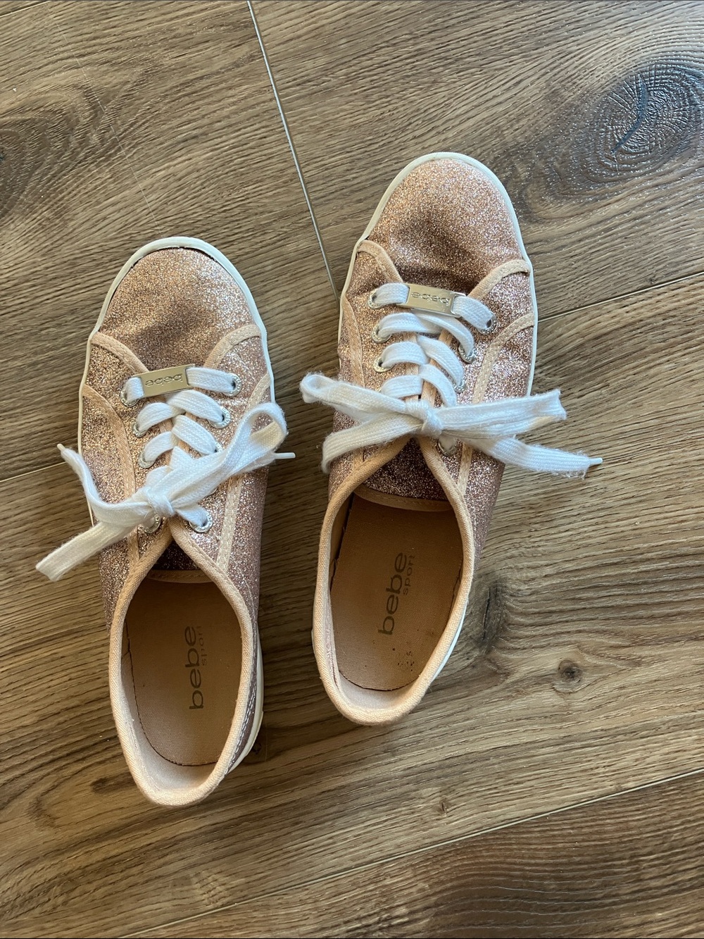 bebe Rose Gold Glitter Low-Top Sneakers